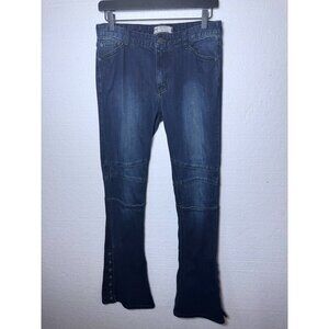 Free People Womens Size 28 Skylar Flare Button Jeans Denim Dark Wash Boho Hippie